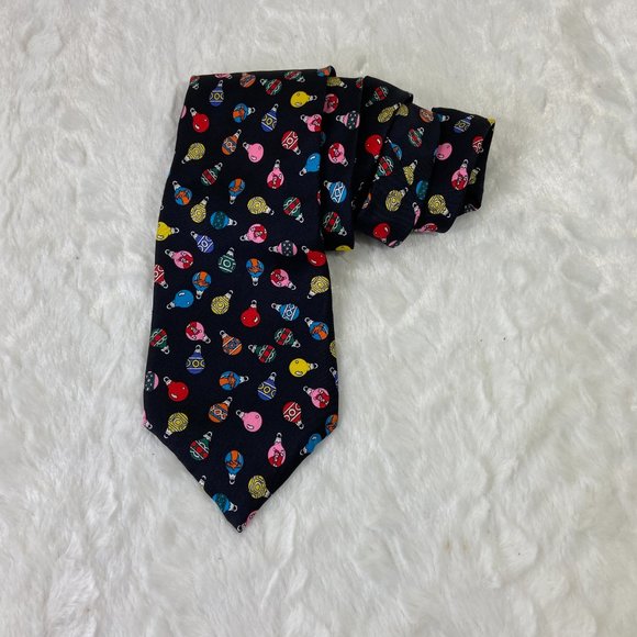 John Henry Vintage 100% Silk Tie all over print Christmas Ornaments - Picture 4 of 5